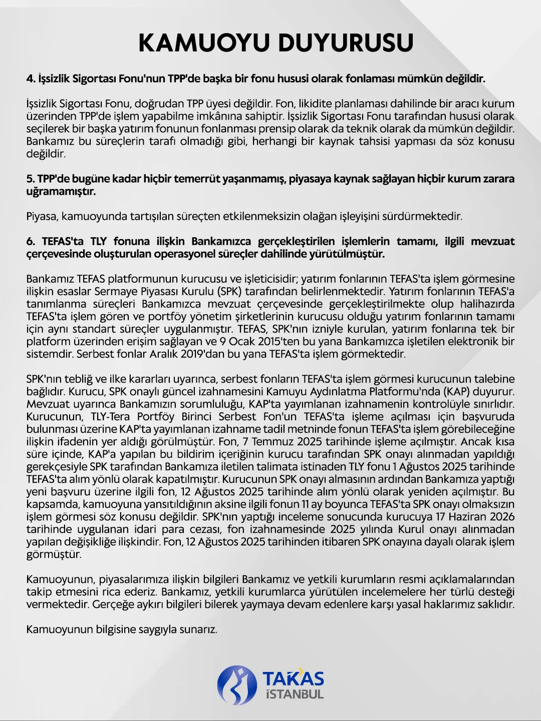Takasbank'tan iddialara sert yanıt: Kaynak aktarımı değil, şeffaf bir piyasa işleyişi var