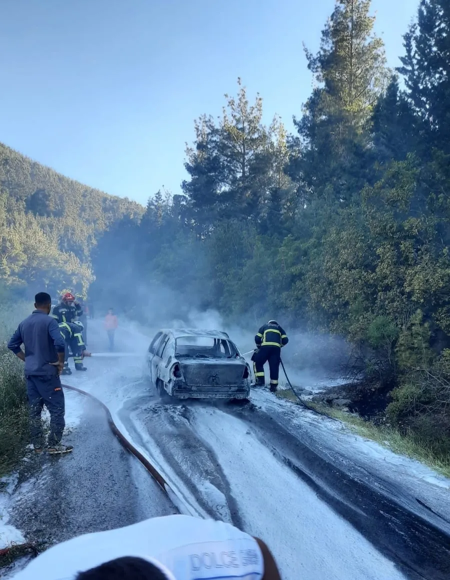 Osmaniye yayla yolunda korkutan araç yangını