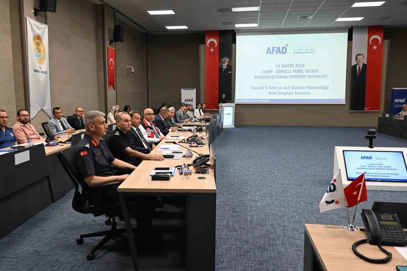 TÜRKİYE AFET MÜDAHALE PLANI (TAMP) KAPSAMINDA, DENİZLİ'DE BUGÜN İCRA EDİLEN DENİZLİ YEREL DÜZEY MASABAŞI TATBİKATI, VALİ YAVUZ SELİM KÖŞGER BAŞKANLIĞINDA GERÇEKLEŞTİRİLDİ.