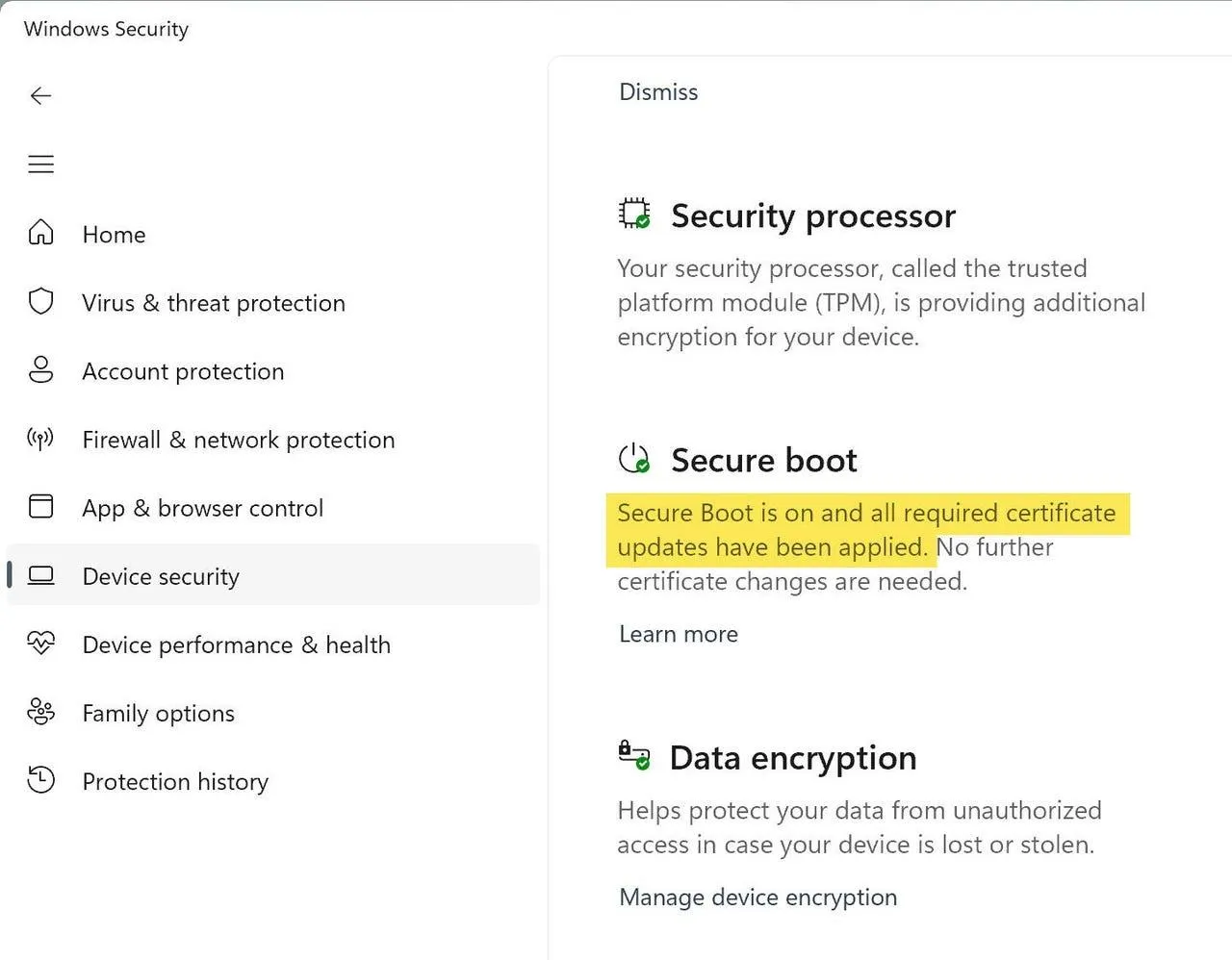 windows secure boot serfitika durumunu öğrenme