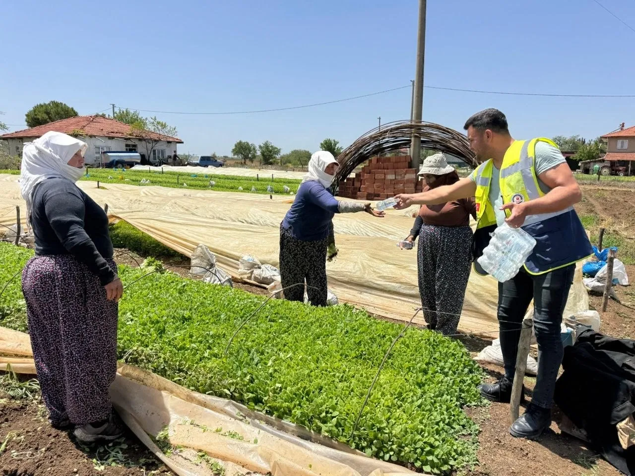 DENİZLİ GENELİNDE YÜZ BİNLERCE VATANDAŞA DOKUNAN BÜYÜKŞEHİR BELEDİYESİ MOBİL İKRAM ARAÇLARI BU KEZ ROTASINI TARLALARA ÇEVİRDİ. EKİPLER, SICAKTA TER DÖKEN TARIM İŞÇİLERİNE SOĞUK SU VE MEYVELİ İÇECEK İKRAM EDEREK GÖNÜLLERİ FETHETTİ.