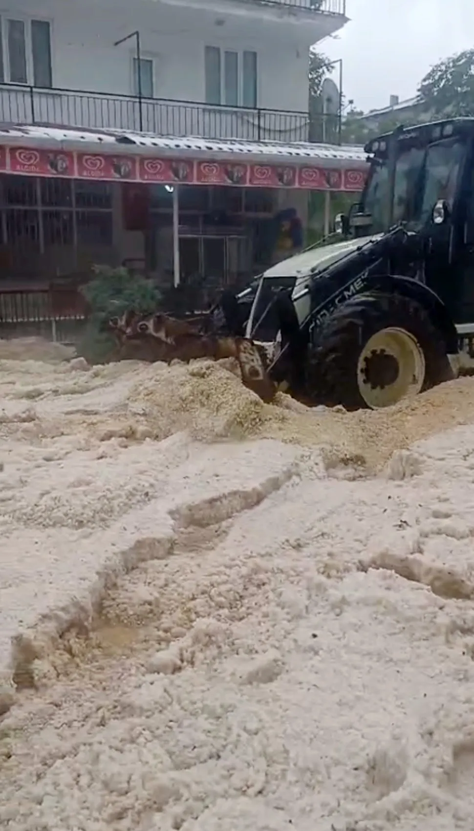 Afyon’da aniden bastıran dolu hayatı durdurdu