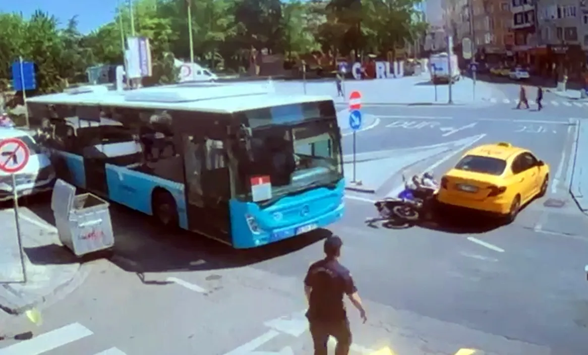 Çorlu'da korkutan kaza ucuz atlatıldı