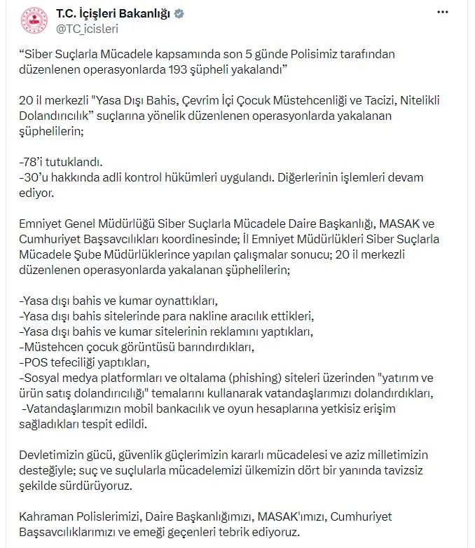 Siber dolandırıcılara yönelik geniş çaplı operasyon 78 tutuklama