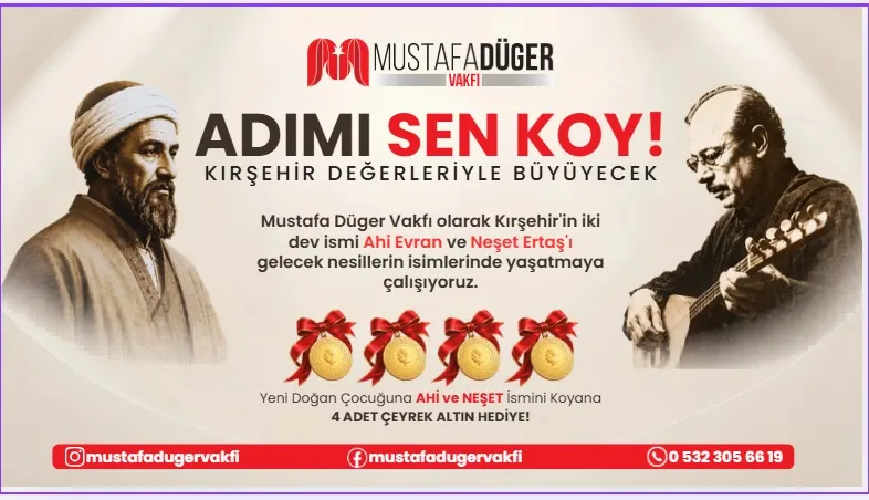 Kırşehir’de Ahi ve Neşet ismi taşıyan bebeklere altın hediye