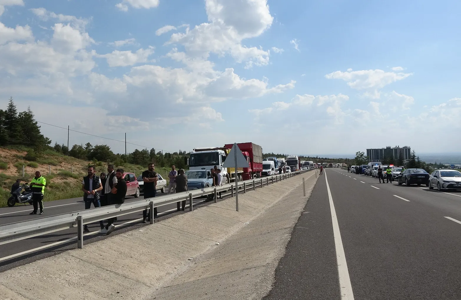 Aksaray yolunda yanan TIR ormanlık alana sıçradı