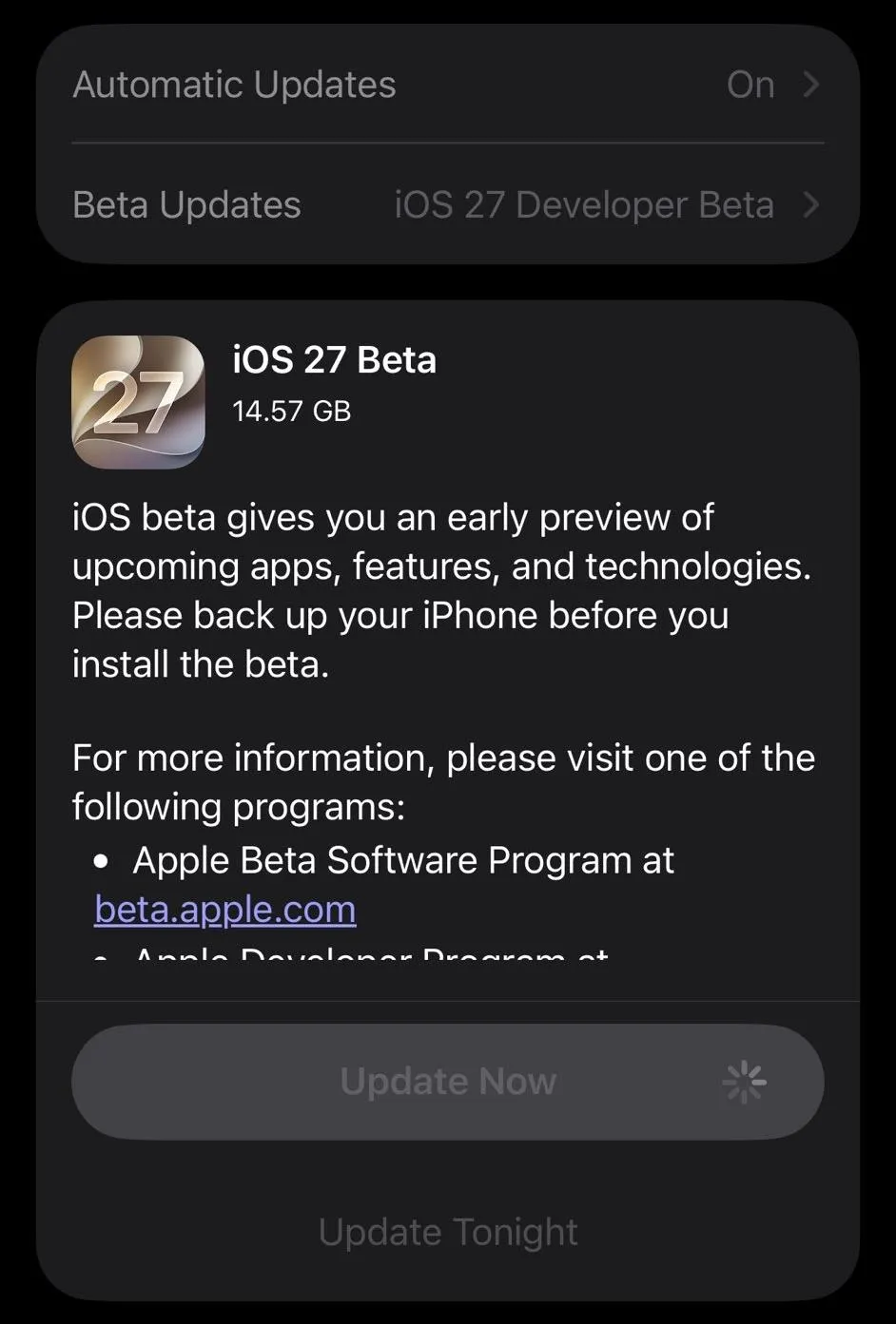 iphone ios 27 beta 1 indirme