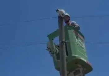 Amasya'da direğe çıkan kedi için enerji kesildi