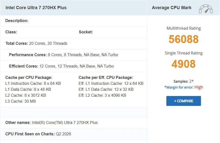 Intel Arrow Lake-HX Plus için ilk kıyaslama sonuçları paylaşıldı