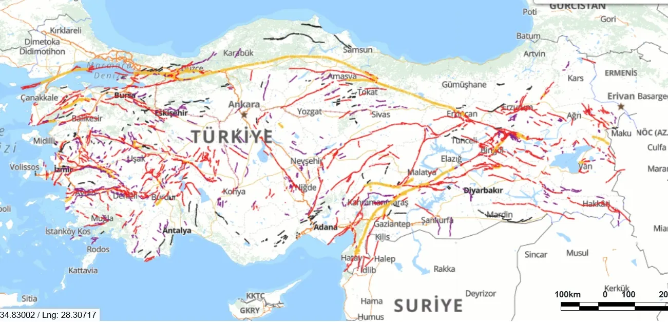 Türkiye'nin aktif fay haritası güncellendi Fay sayısı 700’e çıktı