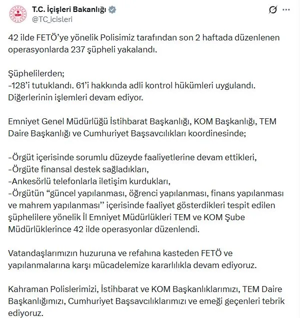 Türkiye genelinde geniş çaplı FETÖ operasyonu