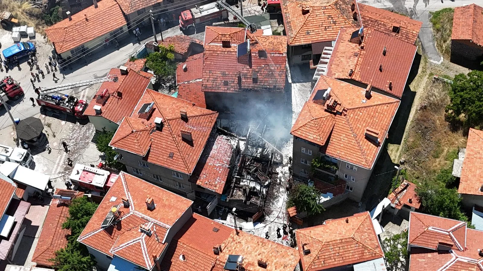 Kütahya Domaniç'te evlerin bahçesinde başlayan yangın mahalleyi birbirine kattı