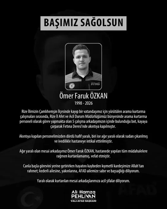 Rize’de arama kurtarma operasyonunda acı kayıp