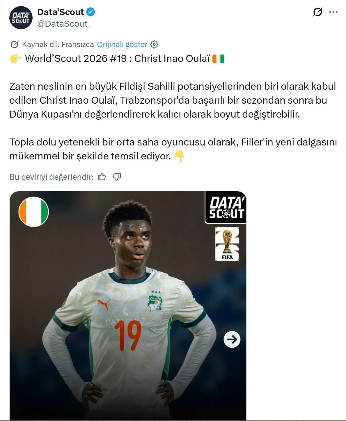 Trabzonsporlu Oulai Dünya Kupası sahnesinde devleşti