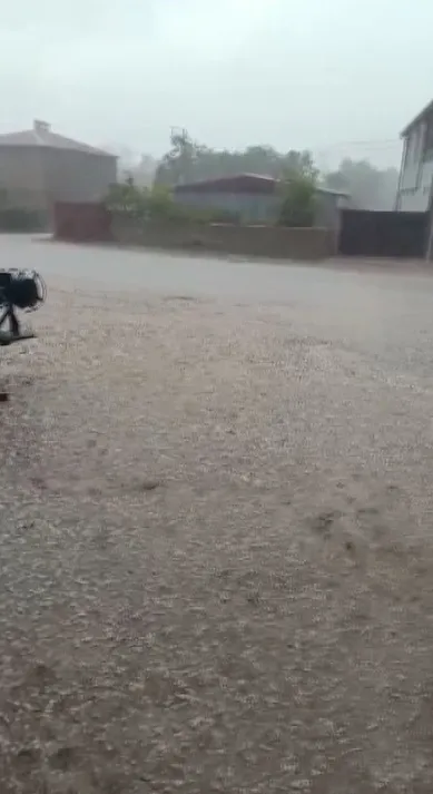 Niğde’de dolu yağışı tarlaları beyaza boyadı