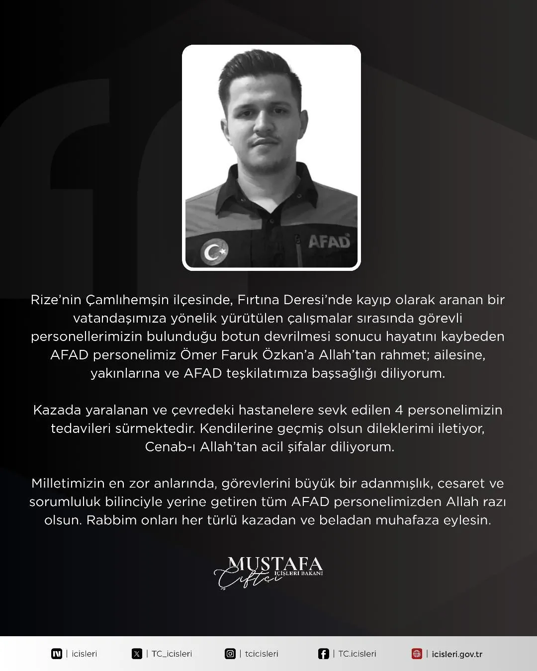Rize’de acı kaza Kayıp genci arayan AFAD botu devrildi