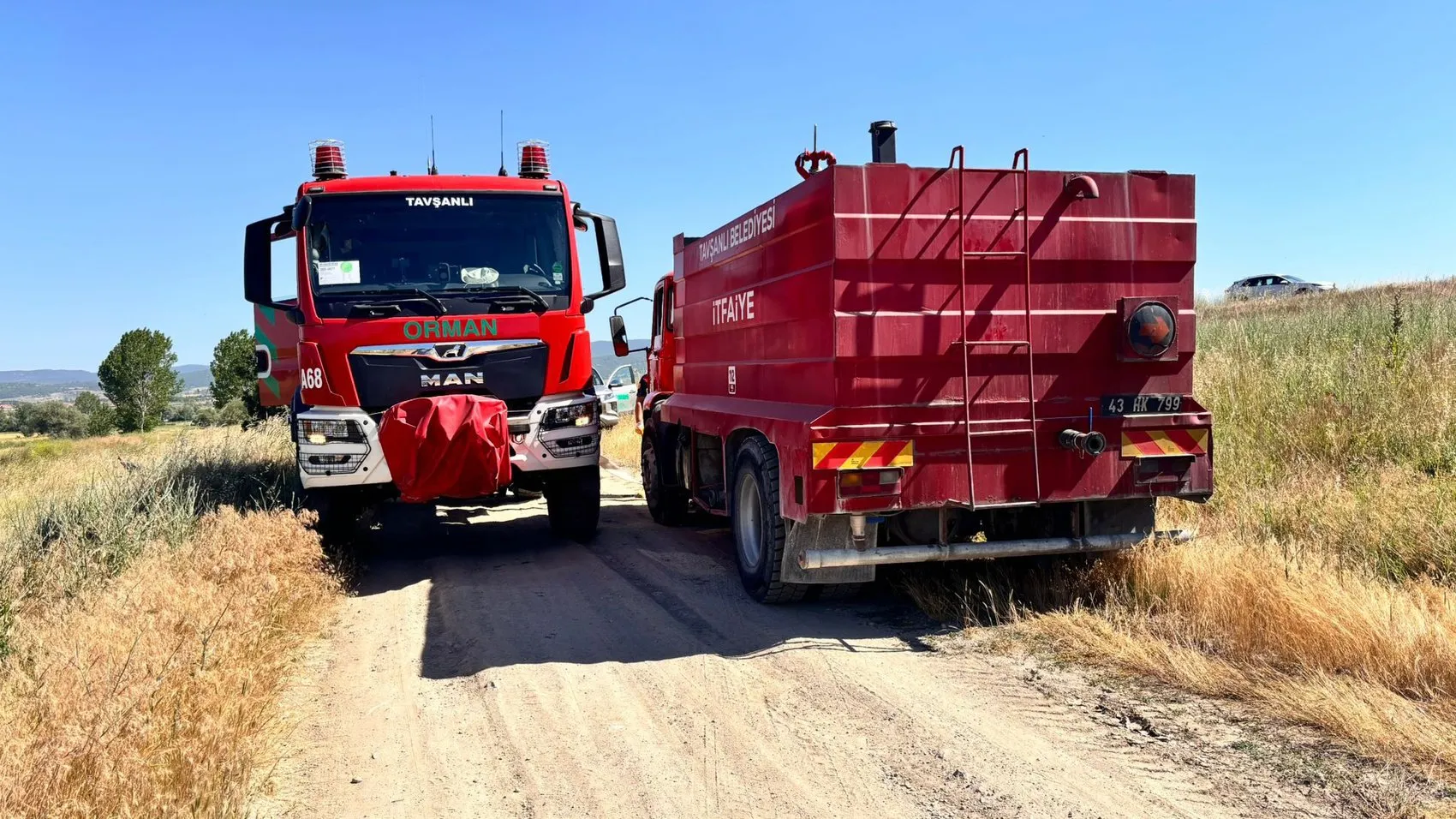 Kütahya’da hasat vakti çıkan yangın tarlayı küle çevirdi