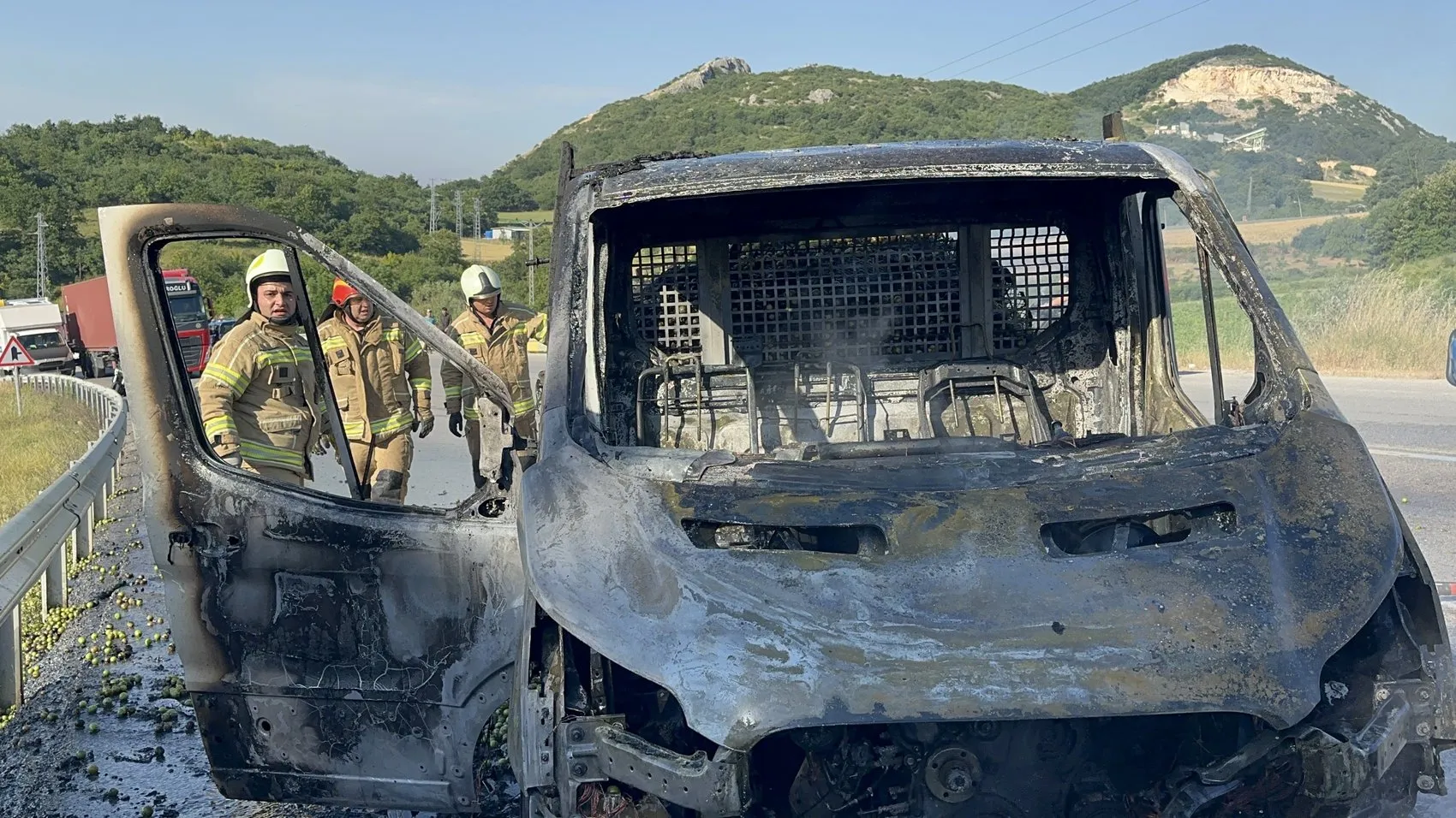İznik yolunda erik yüklü kamyonet küle döndü