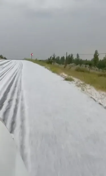 Niğde’de dolu yağışı tarlaları beyaza boyadı