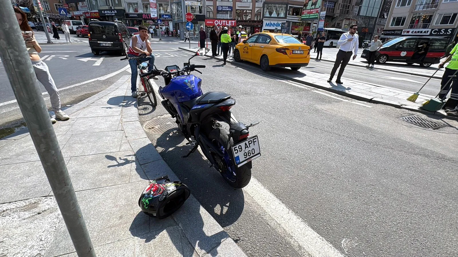 Çorlu'da korkutan kaza ucuz atlatıldı