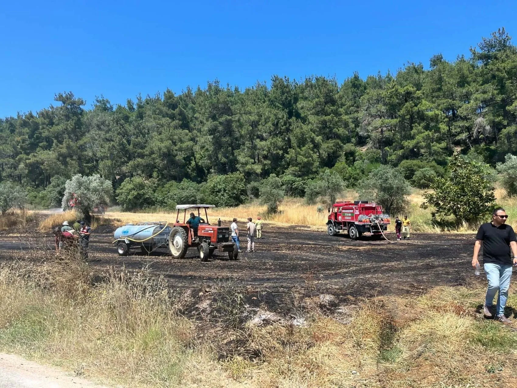 Çanakkale’de balya makinesi yüzünden 60 dönüm tarla yandı