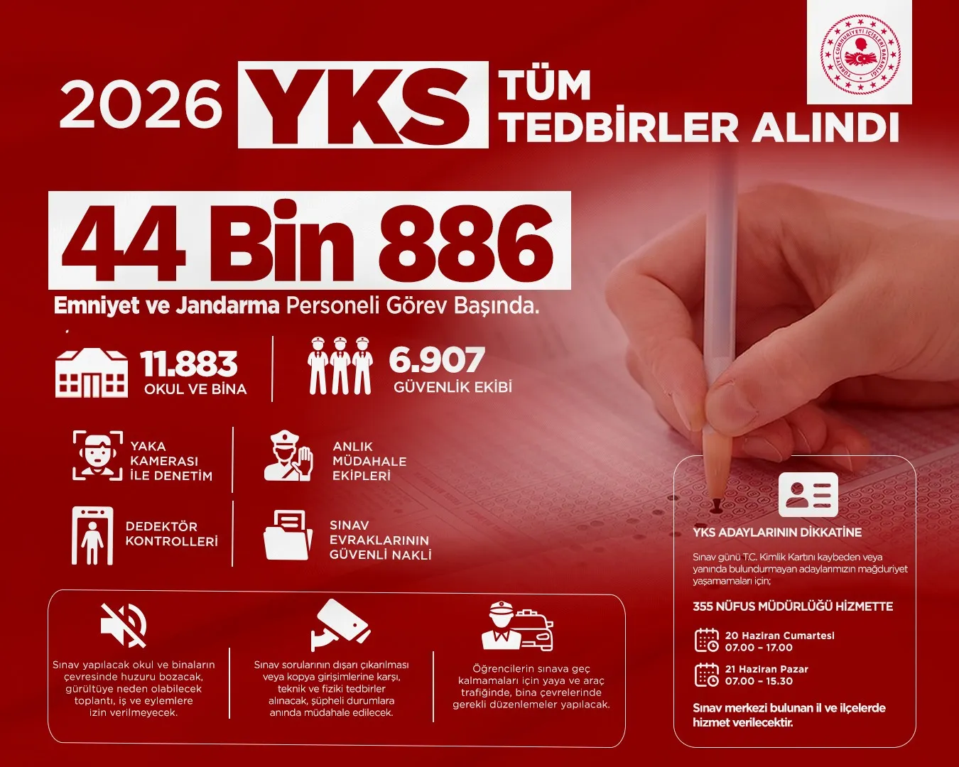 YKS sınav günü için İçişleri Bakanlığı’ndan dev güvenlik önlemi