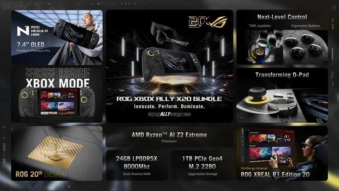 ASUS ROG Ally X20 ekran, işlemci, ram, ssd özellikleri
