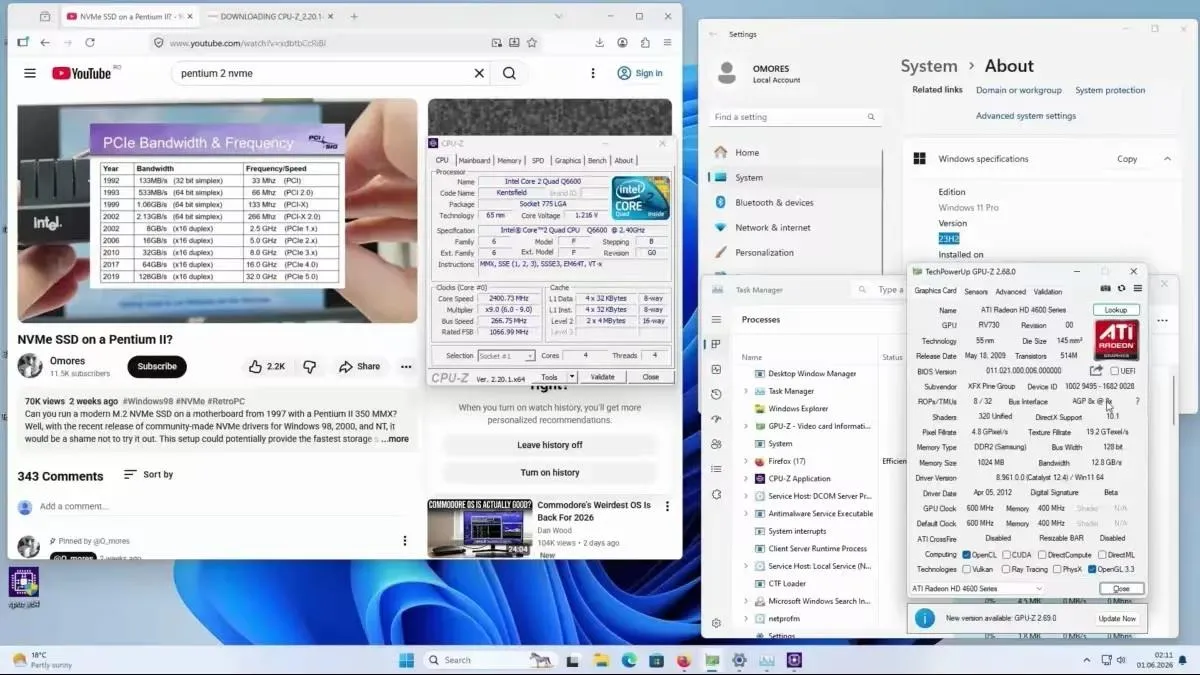 Windows 11, DDR1 tabanlı 2000'lerin PC'sinde çalıştırıldı