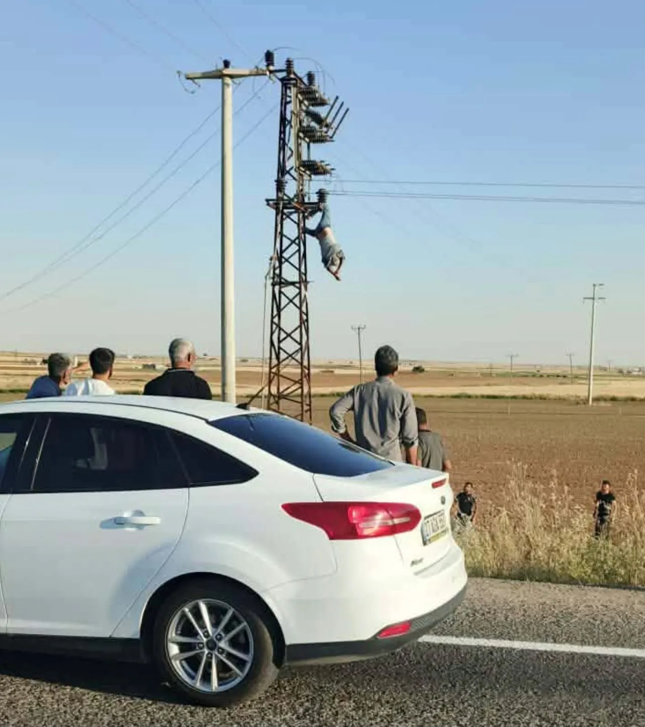 Şanlıurfa'da elektrik direğinde korku dolu anlar