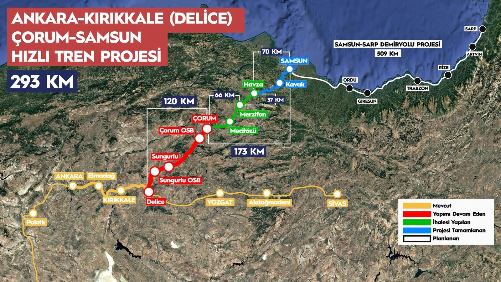 Ankara ve Samsun arası trenle iki buçuk saate iniyor