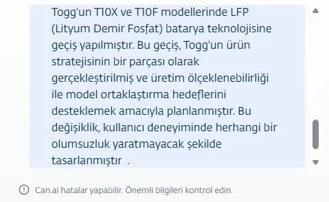 Togg T10X ve T10F'de LFP batarya dönemi başladı! İşte detaylar