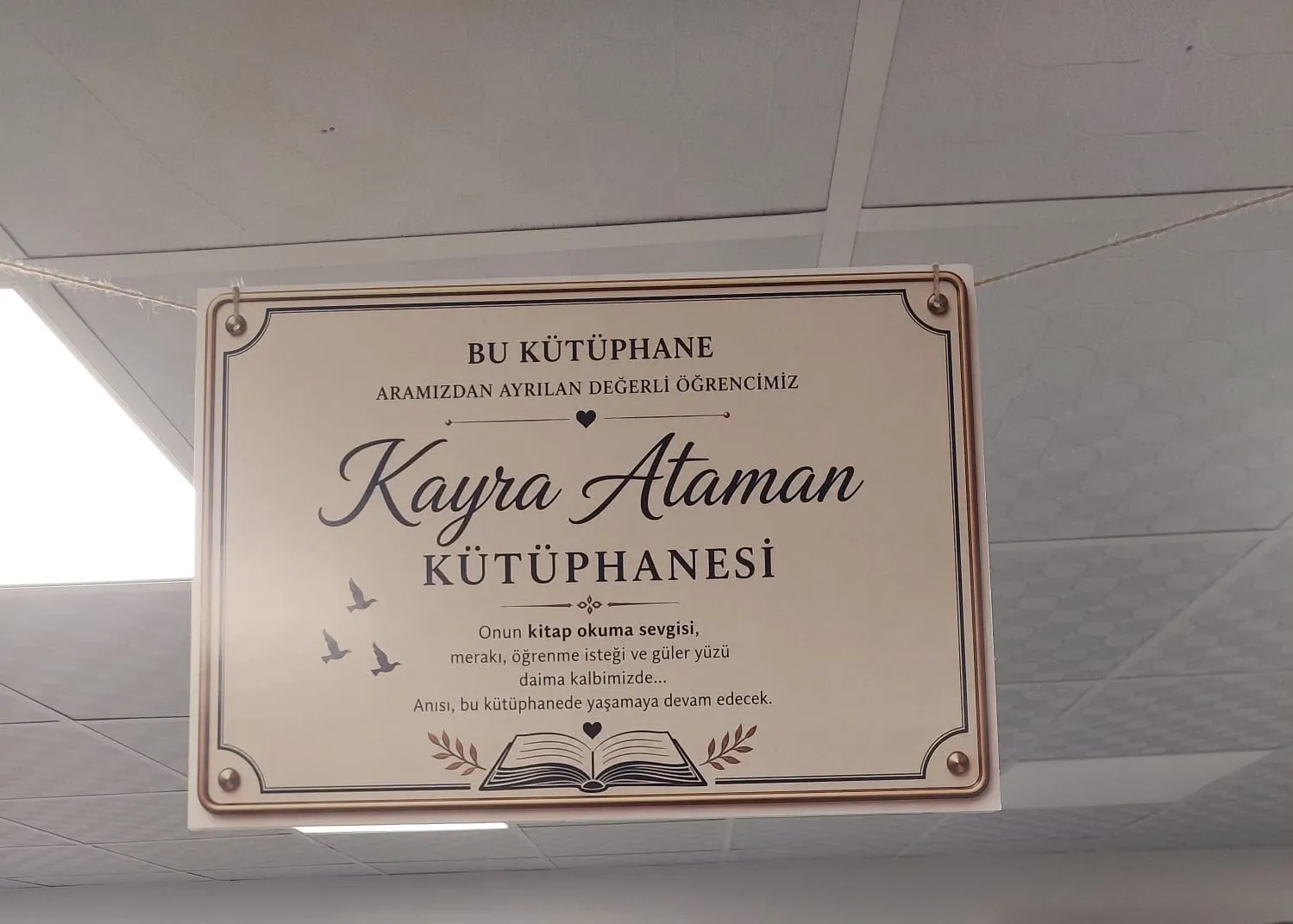 Ankara'da katledilen Kayra Ataman'ın ismi kütüphanede yaşatılacak