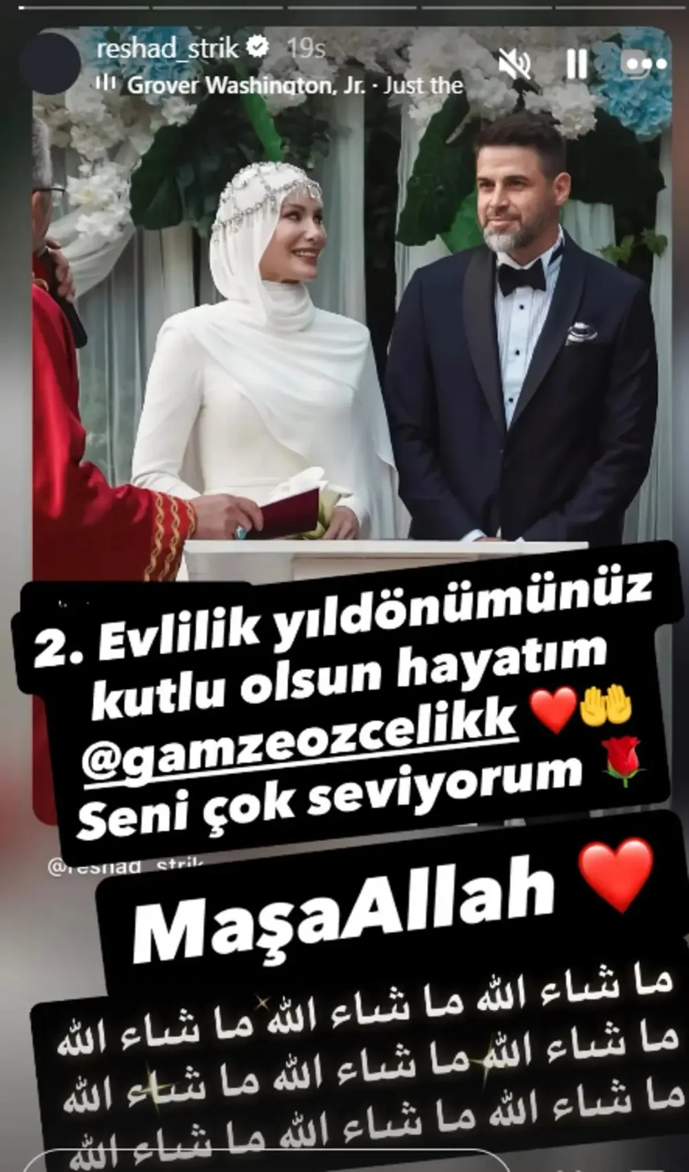 Reshad Strik eşi Gamze Özçelik i paylaştı! Romantik kutlama 1