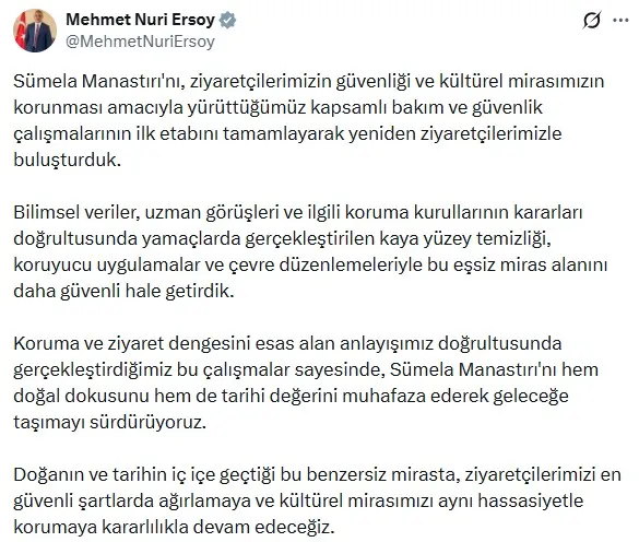 Sümela Manastırı ziyaretçiler için artık çok daha güvenli