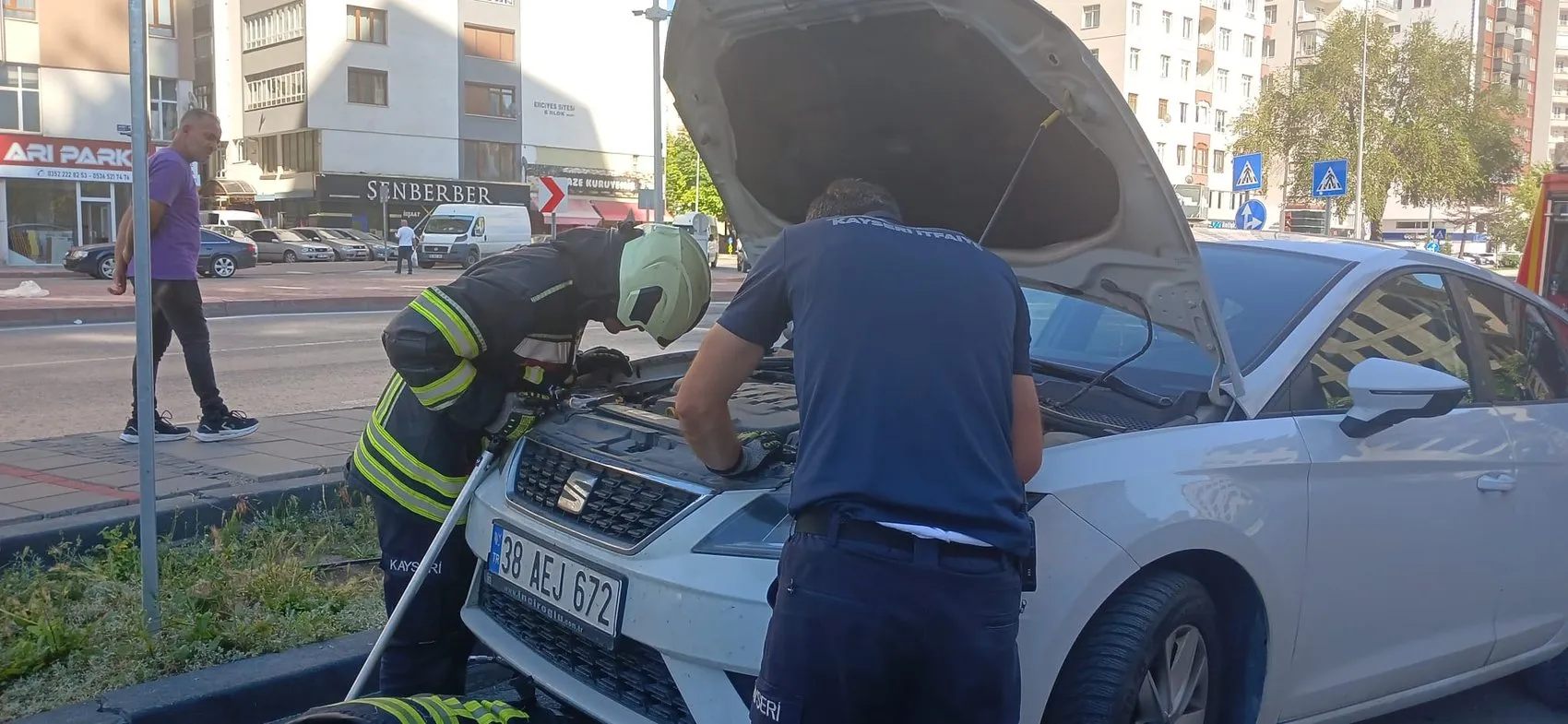 Kayseri'de otomobilden sarkan yılan paniği