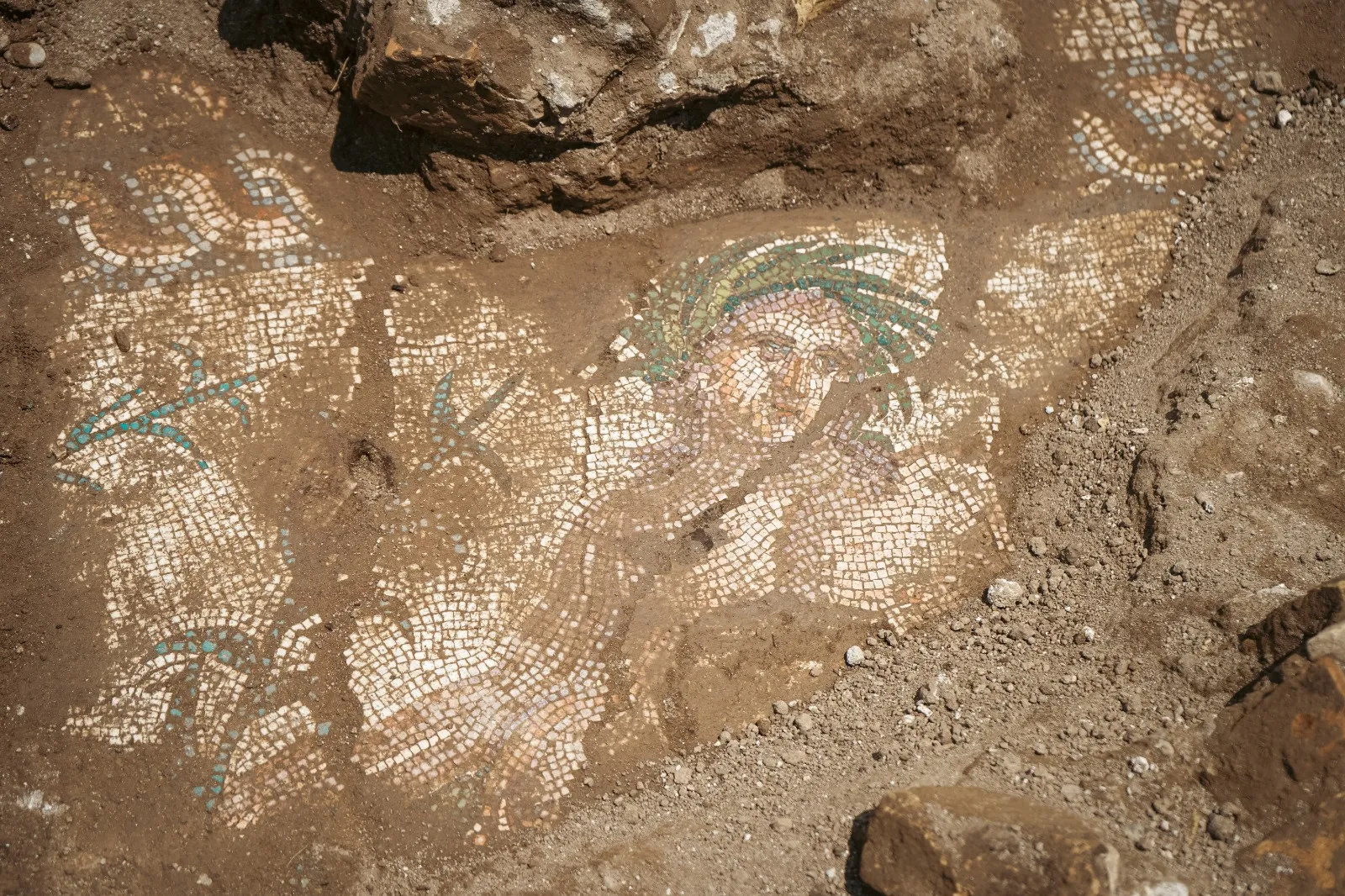Aspendos antik kentinde nadir bulunan nehir tanrısı mozaiği bulundu