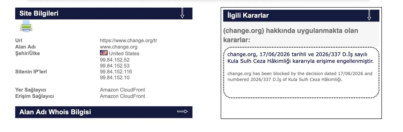 Change.org'a Türkiye'den erişim engeli getirildi