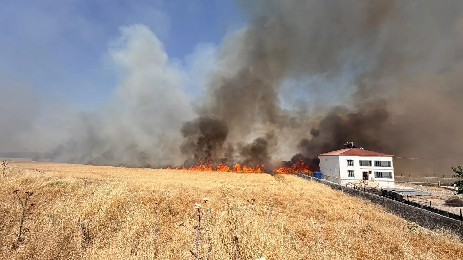 Diyarbakır'da anız yangını yerleşim yerlerini tehdit etti