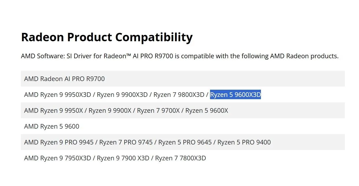 AMD, Ryzen 5 9600X3D'yi doğruladı: Yakında geliyor