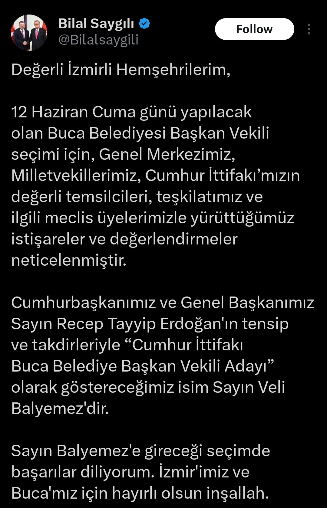 Buca Belediyesi için kritik gün Cumhur İttifakı'nın adayı belli oldu