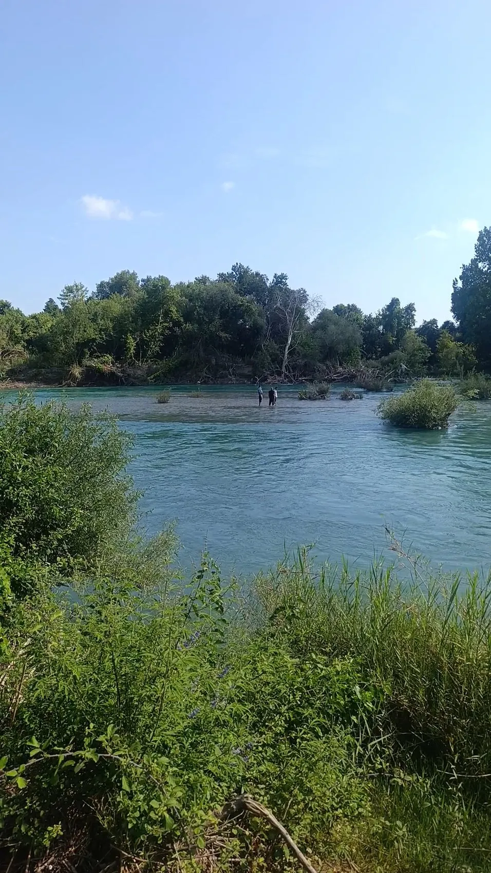 Manavgat Irmağı'nda baraj suyu dört kişiyi adacıkta sıkıştırdı
