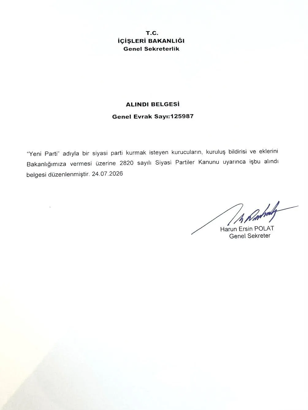 Özgür Özel'in Yeni Partisi İçişleri Bakanlığı'na kaydoldu