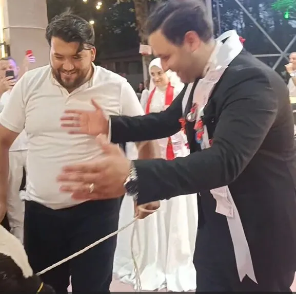 Düğün takısında şaşırtan hediye Damada canlı dana getirdiler