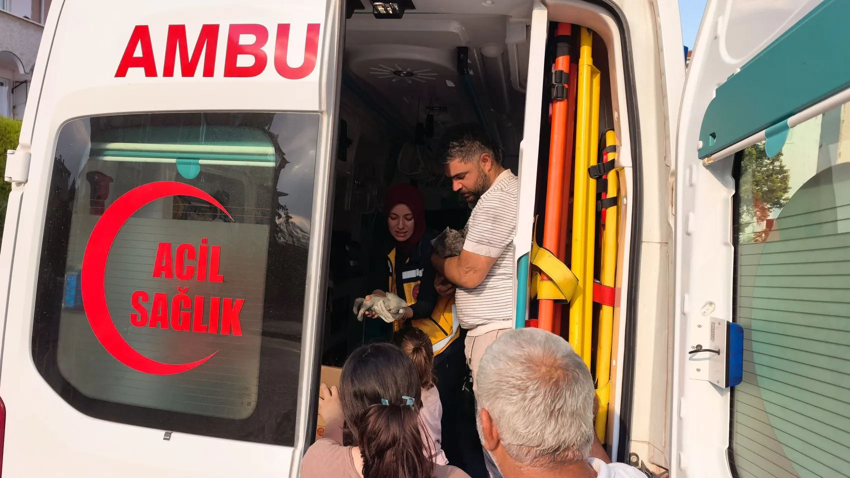 İnegöl'de yanan evdeki kedilere itfaiye ekipleri kalp masajı yaptı