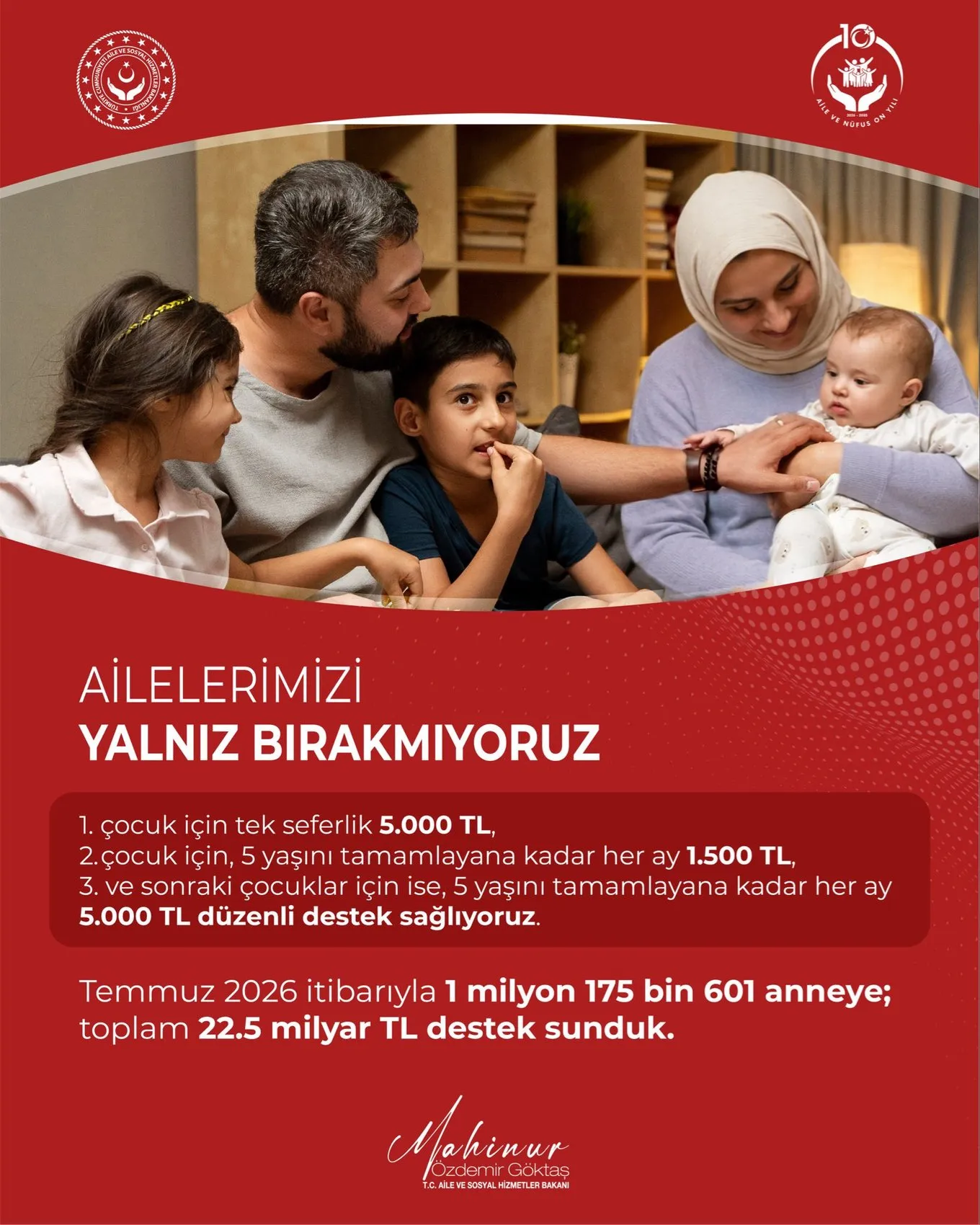 Temmuz ayı doğum yardımları annelerin hesaplarına yattı