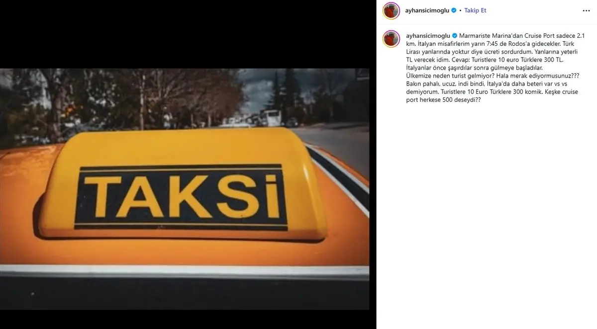 Ayhan Sicimoğlu Marmaris teki taksi tarifesini ifşa etti! Turiste başka, yerliye başka... 1