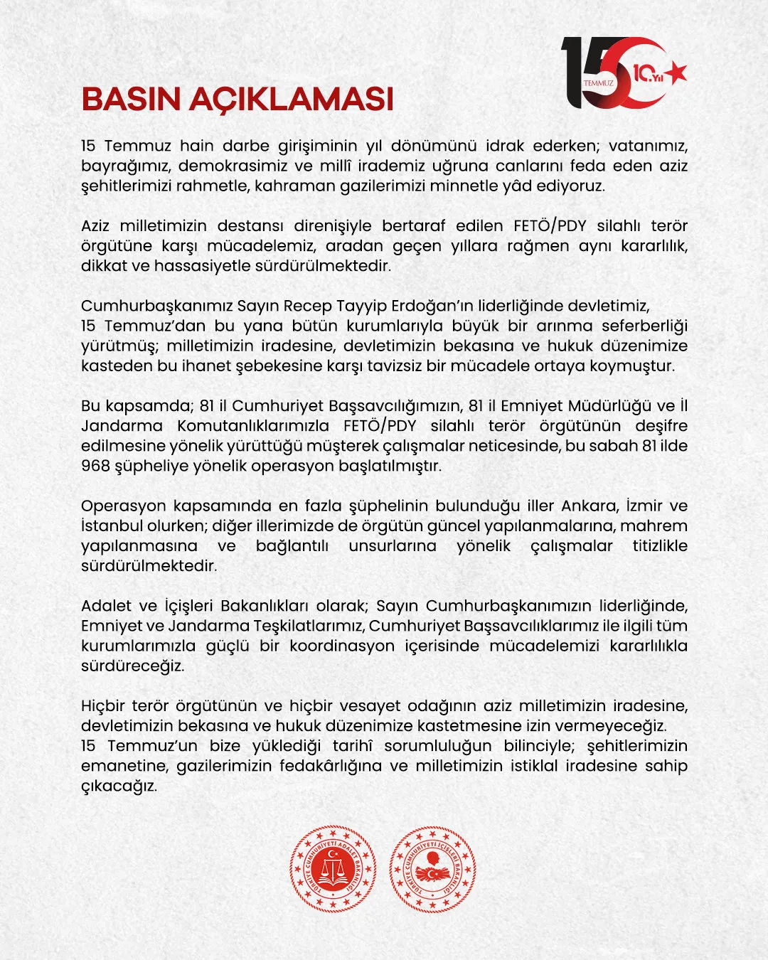 Türkiye genelinde eş zamanlı FETÖ operasyonu