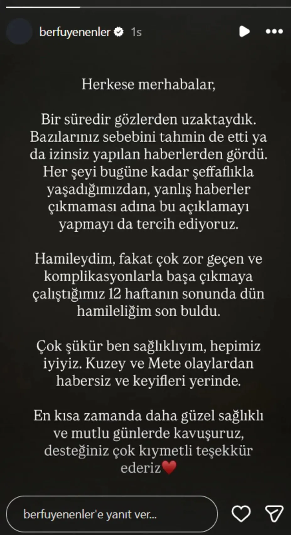 Berfu Yenenler "hamileydim" diyerek üzücü haberi verdi 2
