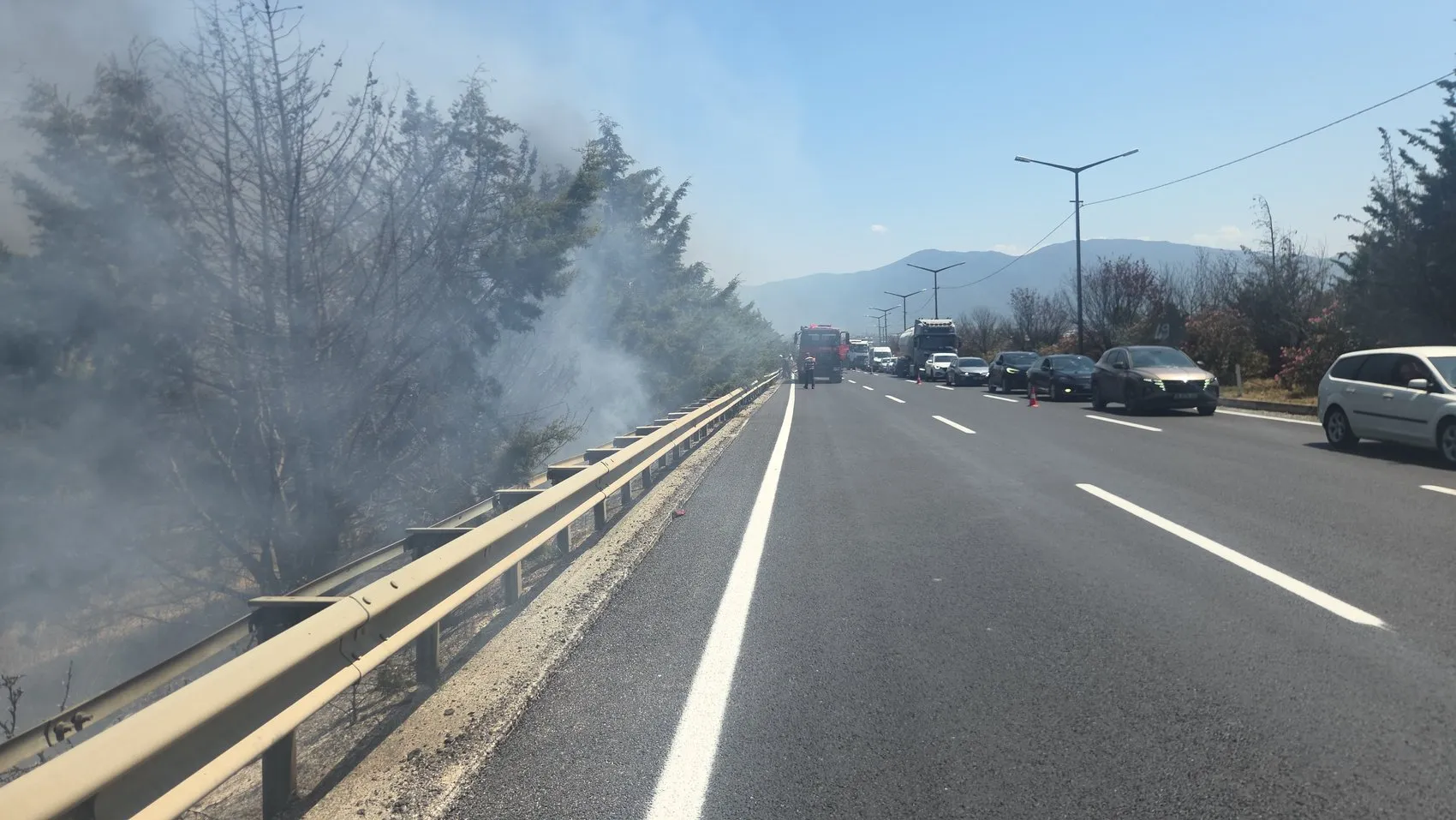 Orhangazi yolunda korkutan yangın söndürüldü