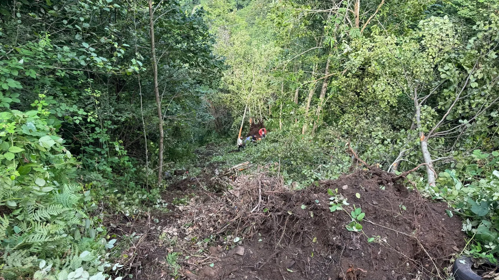 Rize’de yol çalışması yapan operatör 300 metrelik uçurumdan kurtuldu